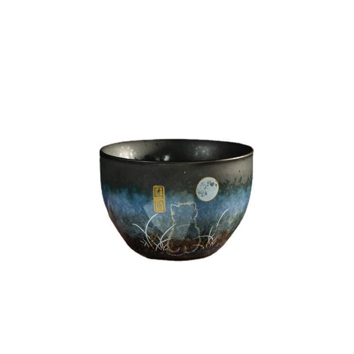 Buddha Stones Ceramic Teacup Lovely Cat Black Tea Cups 140ml - image 16