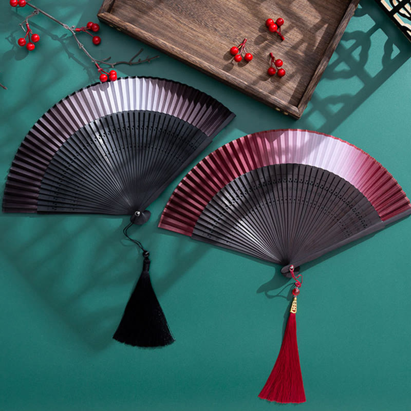 Buddha Stones Gradient Handheld Bamboo Folding Fan - image 22