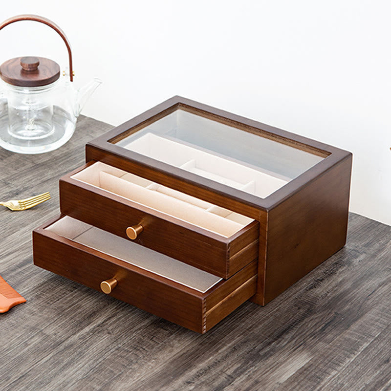 Buddha Stones Retro Solid Wood Jewelry Box Jewelry Storage Box With Drawer - image 8