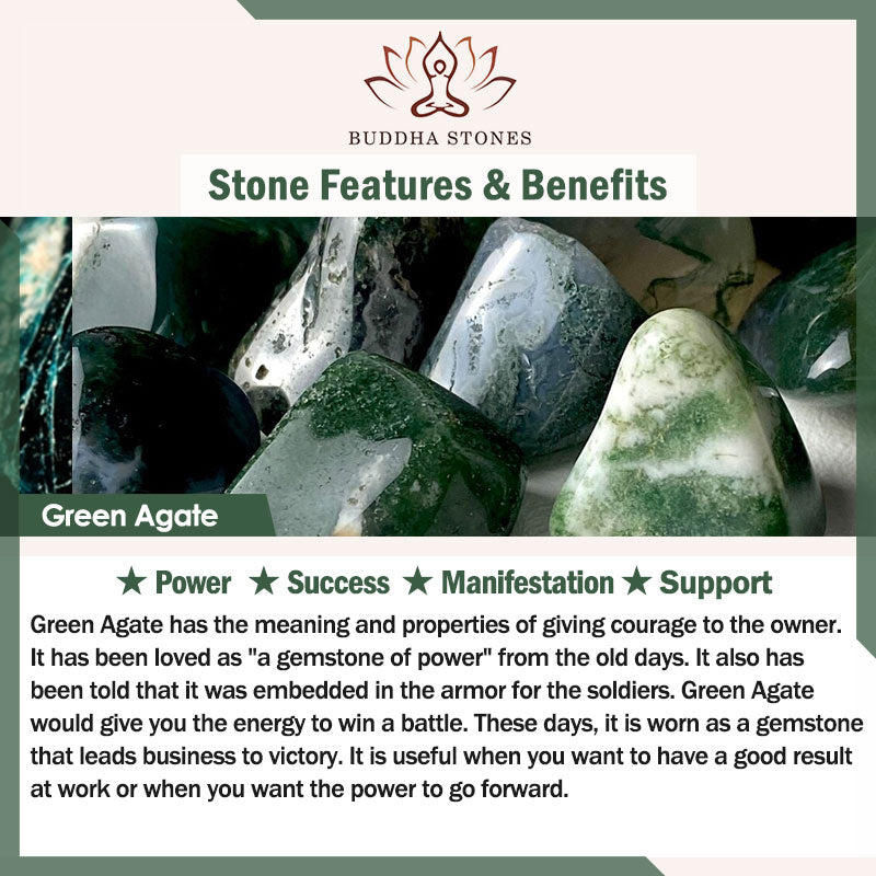Buddha Stones 108 Beads Natural Green Agate Success Bracelet Mala - image 8