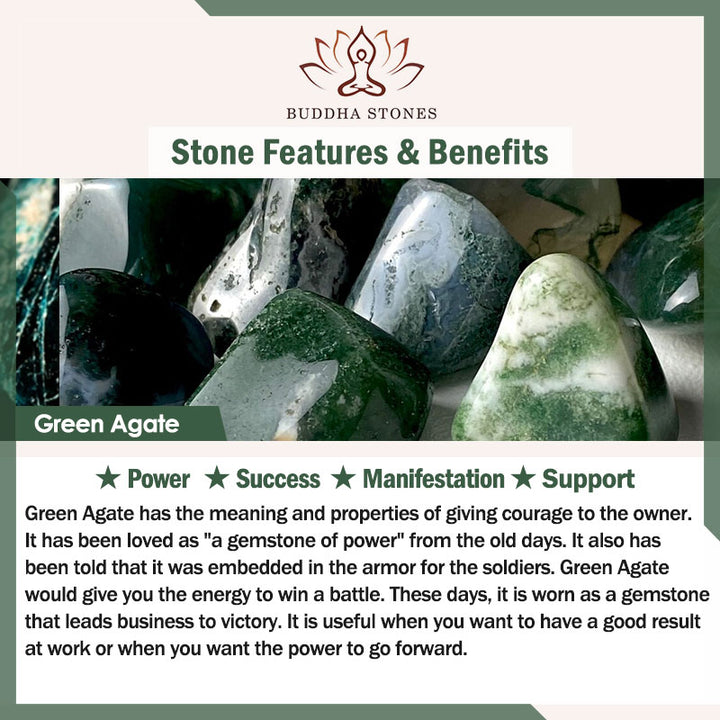 Buddha Stones 108 Beads Natural Green Agate Success Bracelet Mala - image 8