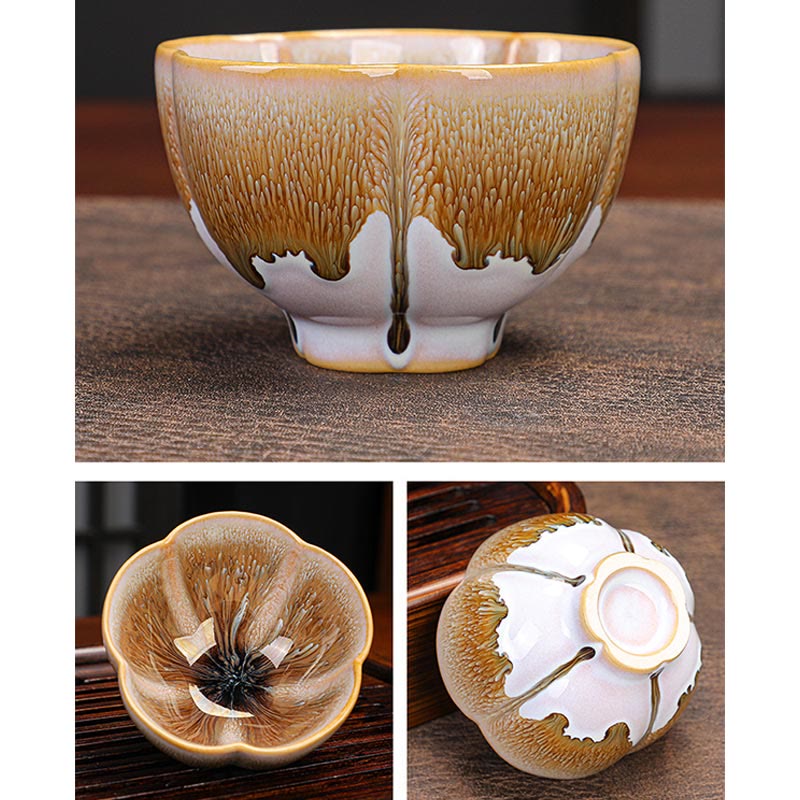 Buddha Stones 6Pcs Plum Blossom Petal Pattern Chinese Jianzhan Kiln Change Ceramic Teacup Kung Fu Tea Cup Bowl With Gift Box - image 6