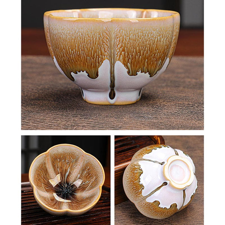 Buddha Stones 6Pcs Plum Blossom Petal Pattern Chinese Jianzhan Kiln Change Ceramic Teacup Kung Fu Tea Cup Bowl With Gift Box - image 6