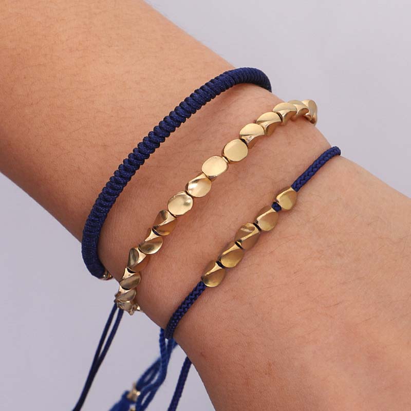 Buddha Stones 3 PCS Tibetan Copper Beads Healing Protection Luck Bracelet Set - image 8