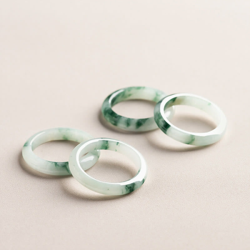 Buddha Stones Natural Green Jade Luck Abundance Ring - 21mm - image 0