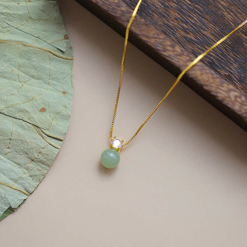 Buddha Stones Lucky Bead Jade Prosperity Chain Necklace Pendant - image 1