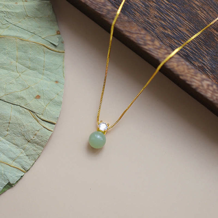 Buddha Stones Lucky Bead Jade Prosperity Chain Necklace Pendant - image 1