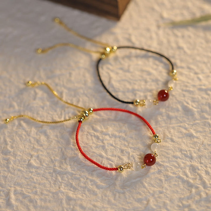 Buddha Stones Red Agate Cat Eye Braided String Confidence Bracelet - image 2
