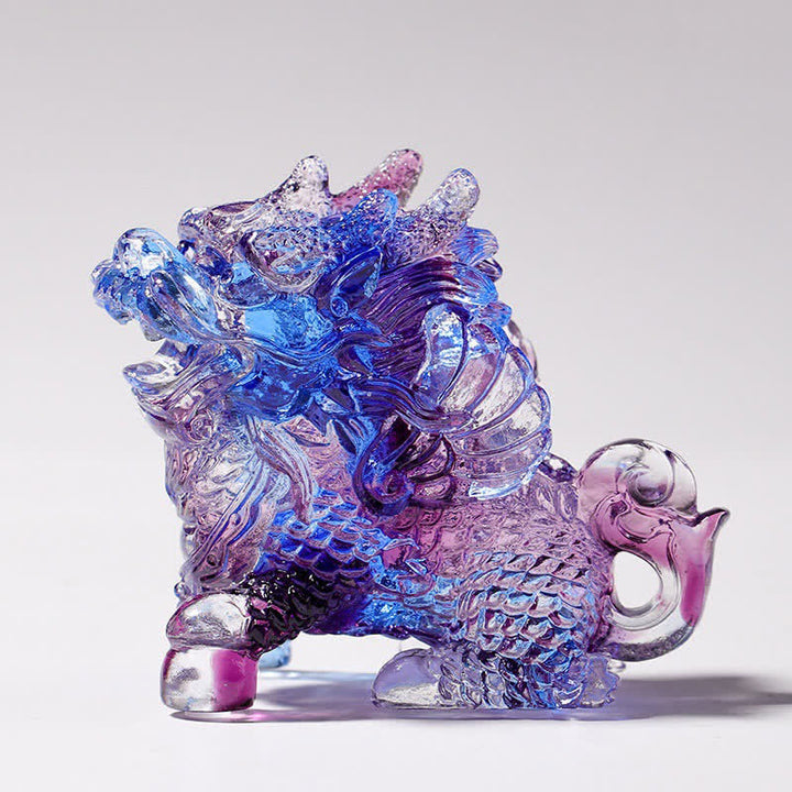 Buddha Stones Feng Shui Kirin Handmade Liuli Crystal Art Piece Home Office Decoration - image 0