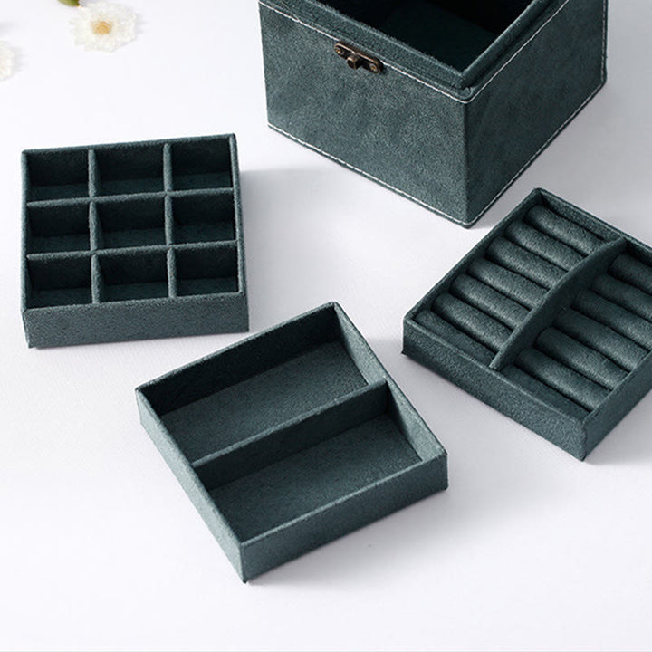 Buddha Stones Jewelry Box Organizer Three-Layer Jewelry Storage Box Flannel Gift Box - image 3