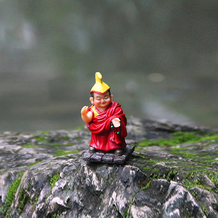 Buddha Stones Hand Painted Tibetan Lama Figures Carved Creative Home Office Car Decoration Ornament - Scripture Debate Lama - image 5