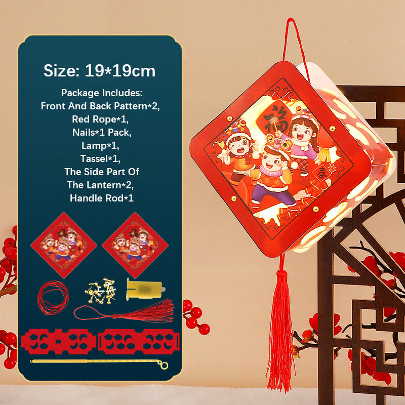Buddha Stones DIY Good Luck Cute Rabbit Paper Lantern Lamp Mid-Autumn Festival Lantern Decoration - Fu Character Lantern - image 12