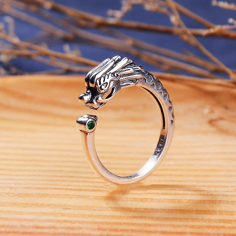 Buddha Stones Vintage Dragon Design Success Strength Adjustable Ring - image 1