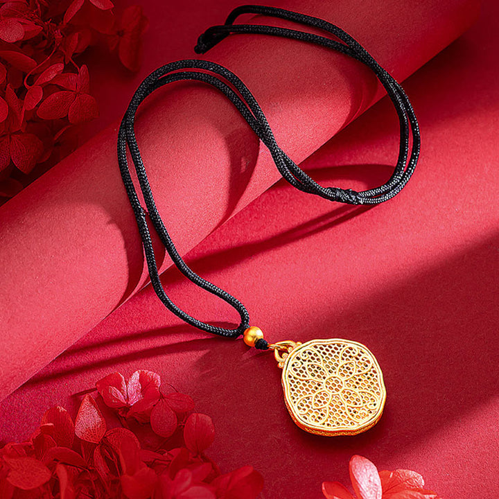 Buddha Stones Flower Love Heart Copper Wealth Necklace Pendant - image 3