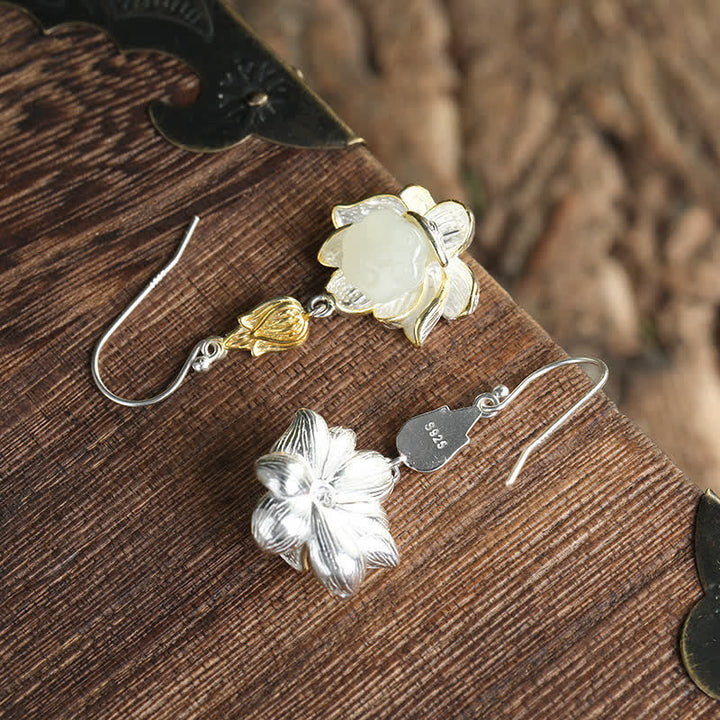 Buddha Stones White Jade Protection Harmony Drop Earrings - image 8