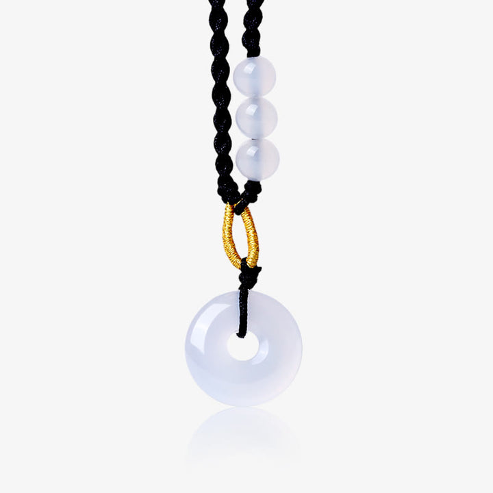 Buddha Stones Strawberry Quartz Chalcedony Peace Buckle Healing Necklace Pendant - Chalcedony(Positive♥Harmony) - image 5
