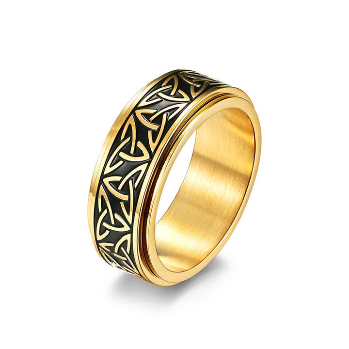 Buddha Stones  Triangle Knot Triquetra Titanium Steel Calm Rotatable Ring - image 4