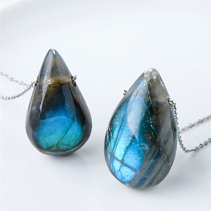Buddha Stones Labradorite Water Drop Support Healing Necklace Pendant - image 5