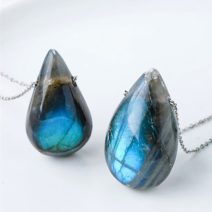 Buddha Stones Labradorite Water Drop Support Healing Necklace Pendant - image 5