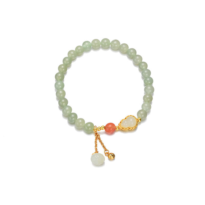 Buddha Stones 925 Sterling Silver Hetian Jade Gourd Lotus Abundance Luck Bracelet - image 14