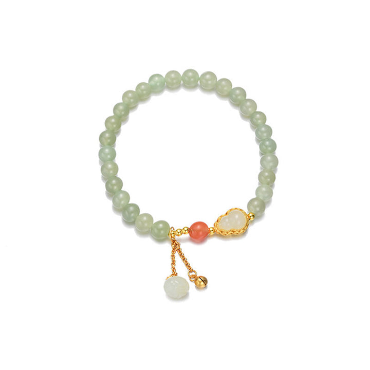 Buddha Stones 925 Sterling Silver Hetian Jade Gourd Lotus Abundance Luck Bracelet - image 14