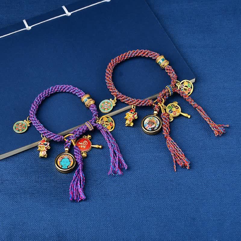 Buddha Stones Tibetan Green Tara Zakiram Goddess of Wealth Thangka Luck Braid String Bracelet - image 4