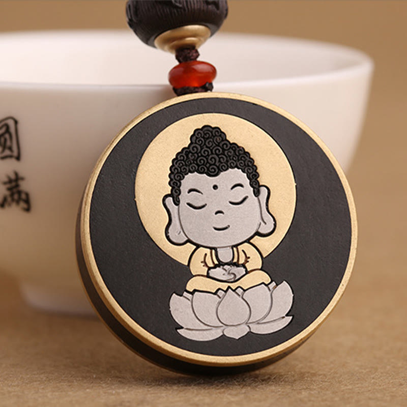 Buddha Stones Ebony Wood Rosewood Buddha Avalokitesvara Om Mani Padme Hum Balance Car Key Chain Decoration - image 12