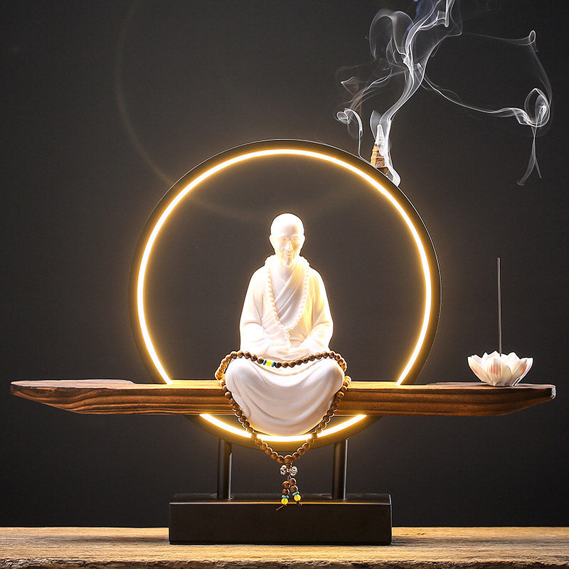 Buddha Stones Buddha Avalokitesvara Ceramic Lotus Relaxation Incense Burner Decoration - image 21