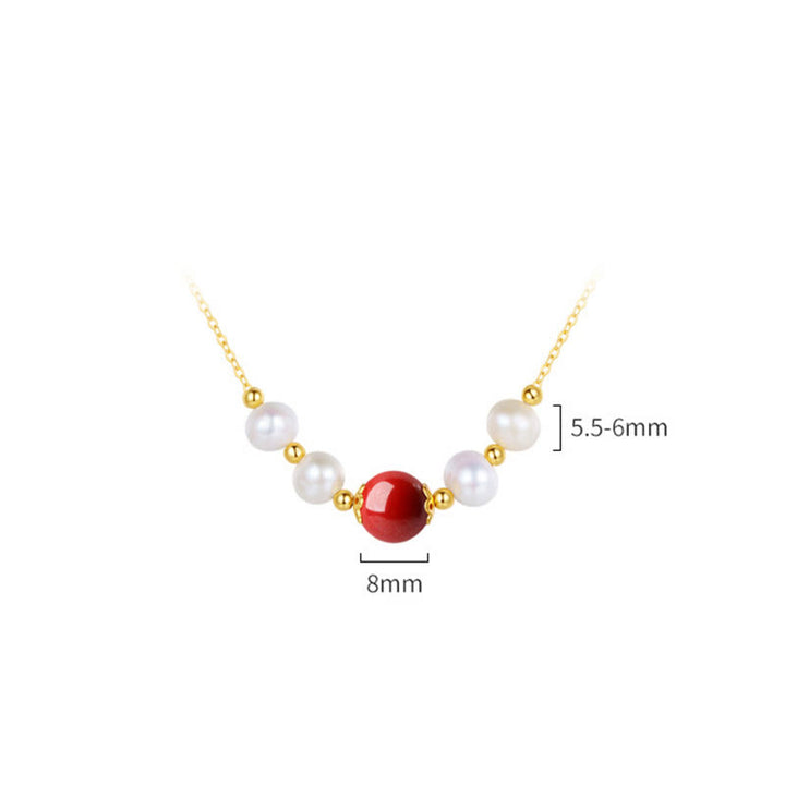 Buddha Stones 925 Sterling Silver Pearl Cinnabar Sincerity Healing Bead Chain Necklace Pendant - image 9