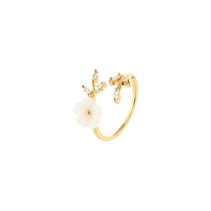 Buddha Stones Plum Blossom Leaf Pattern Copper Luck Ring - image 5