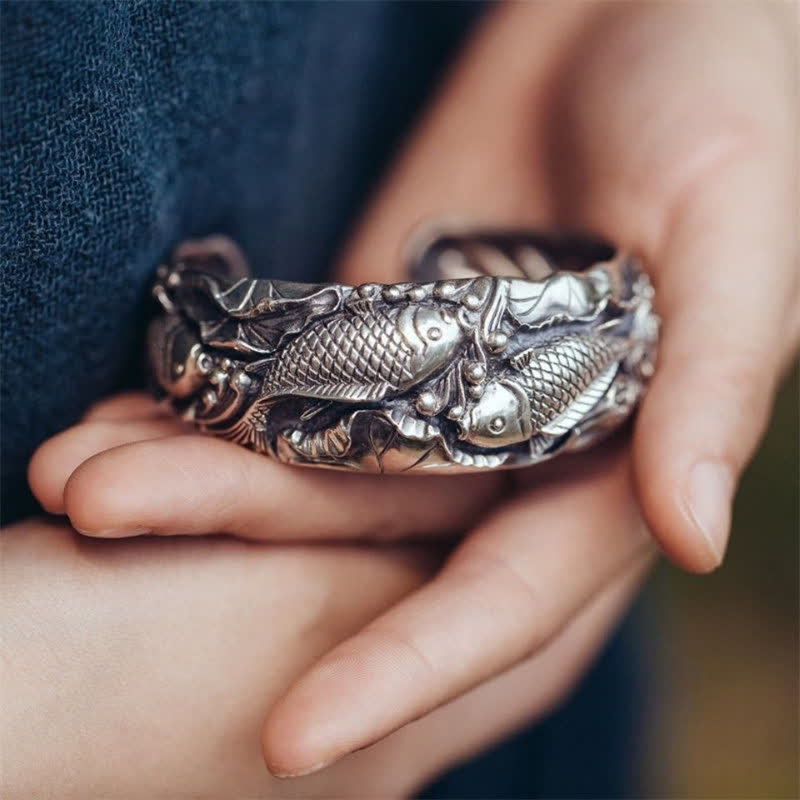 Buddha Stones Buddha Stones Koi Fish Lotus Luck Wealth Bracelet Bangle - Koi Fish(Luck♥Prosperity) - image 0
