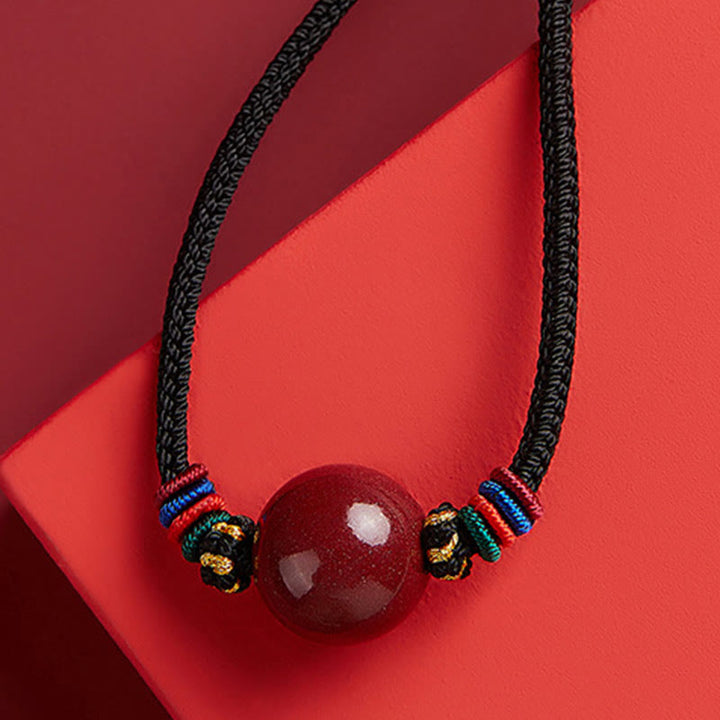 Buddha Stones Cinnabar Bead Blessing String Necklace Pendant - image 5