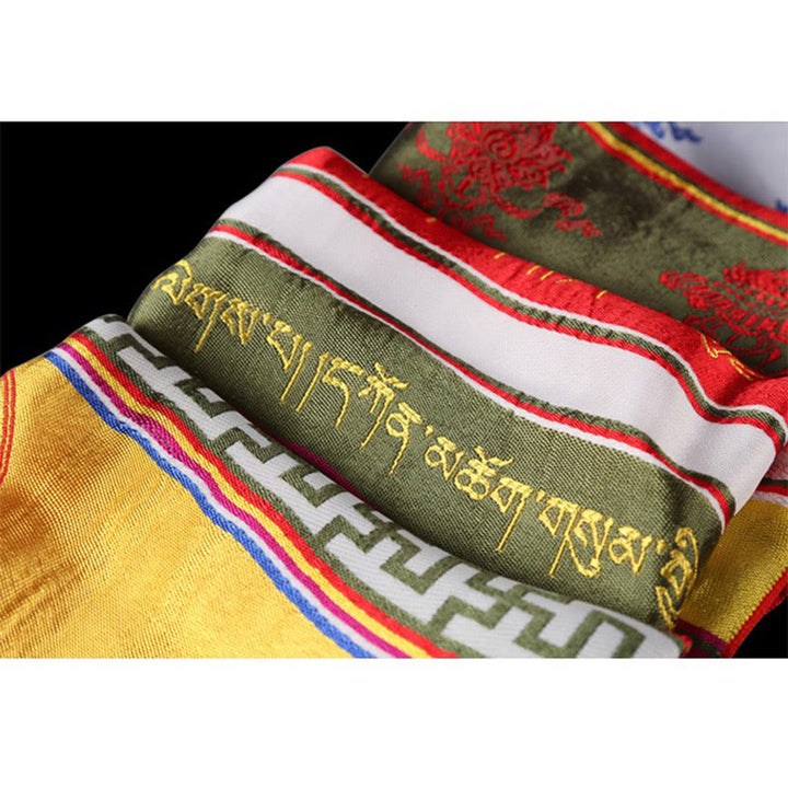 Tibetan Lucky Blessing Multicolored Lotus Mantra Jacquard Khata Decoration - image 10