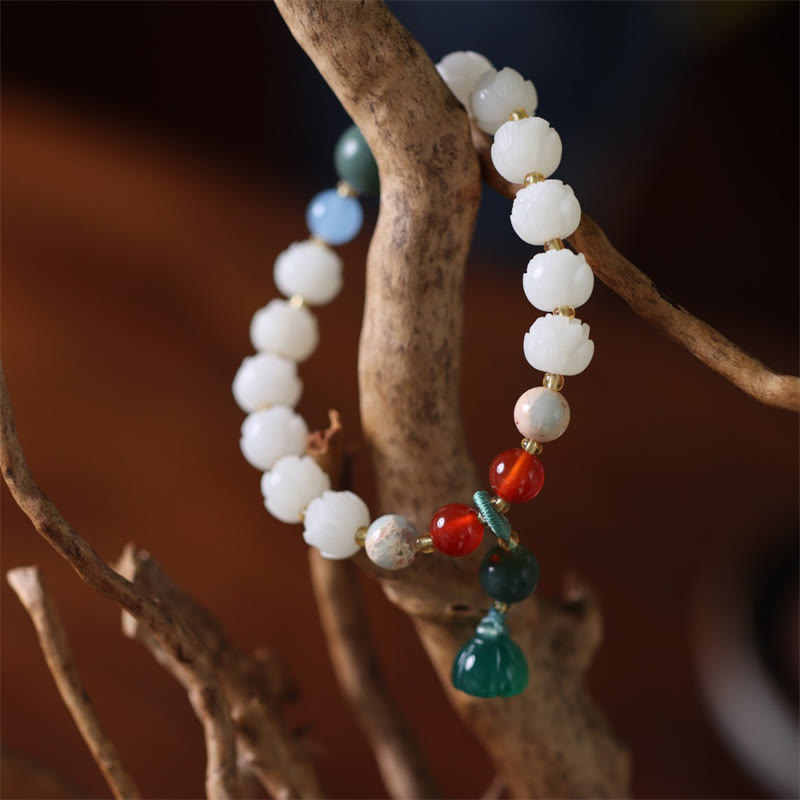 Buddha Stones Bodhi Seed Lotus Bead Carved Peace Harmony Bracelet - image 1
