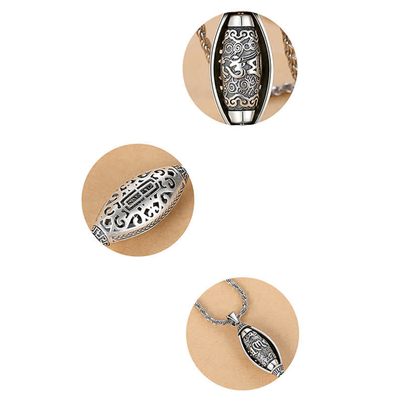 Buddha Stones Tibet Om Mani Padme Hum Protection Necklace Rotatable Pendant - image 6