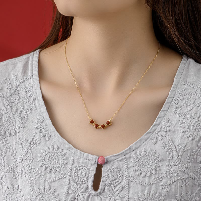 Buddha Stones 925 Sterling Silver Four Leaf Clover White Jade Red Agate Abundance Necklace Pendant - image 7