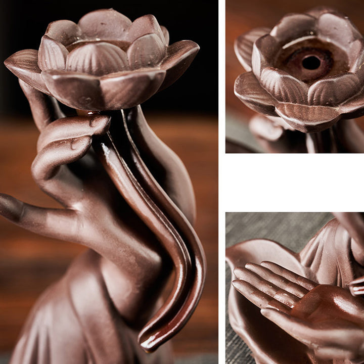 Buddha Stones Lotus Bergamot Healing Incense Burner - image 2