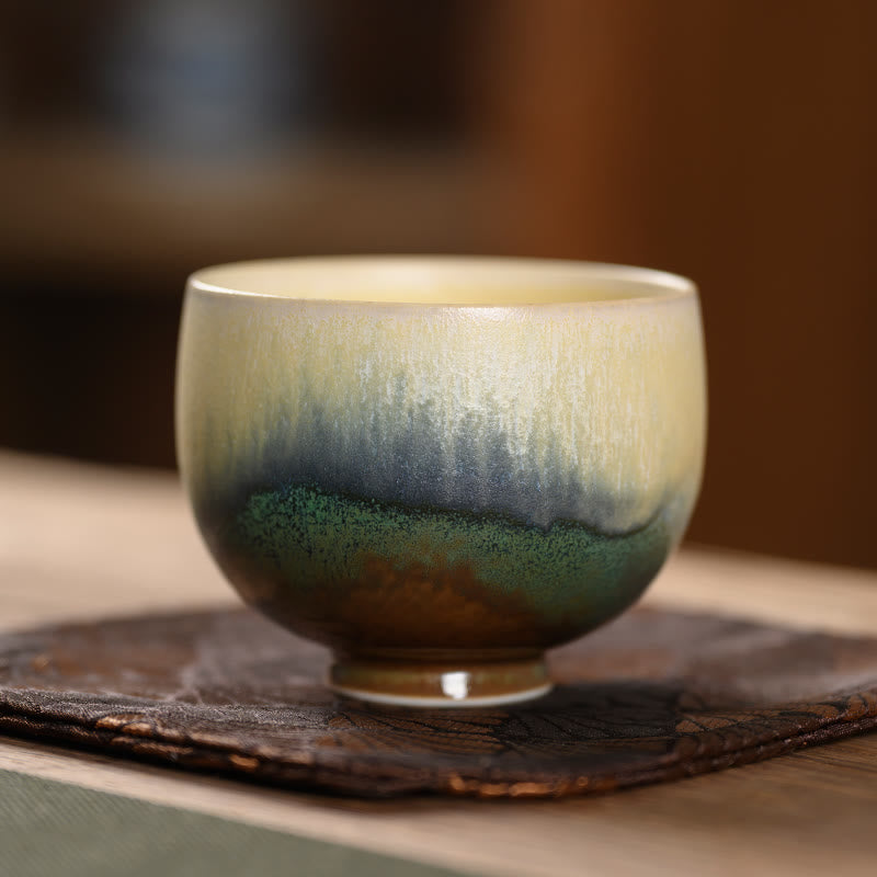Buddha Stones Vintage Furnace Transmutation Kiln Porcelain Teacup Kung Fu Tea Cup - 6.2cm*5cm*80ml - image 0