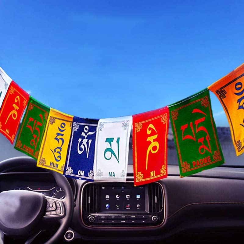 Tibetan Blessing Windhorse Om Mani Padme Hum Outdoor Car Prayer Flag Decoration - image 20