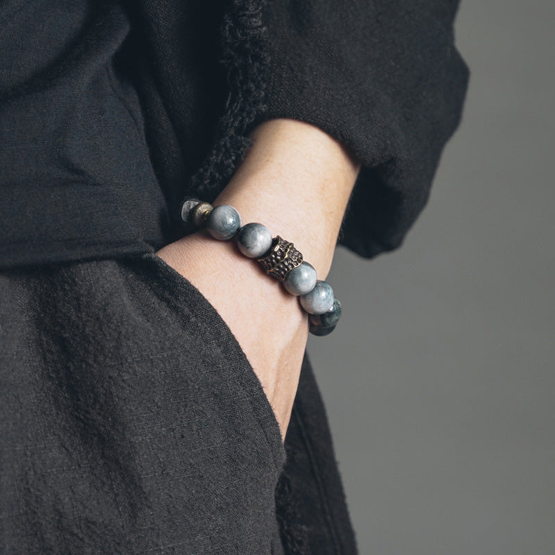 Buddha Stones Eagle's Eye Stone Ebony Wood Copper Confidence Couple Bracelet - image 4