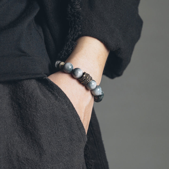 Buddha Stones Eagle's Eye Stone Ebony Wood Copper Confidence Couple Bracelet - image 4