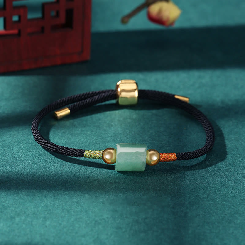 Buddha Stones Tibet Handmade Green Aventurine Red Stone Malachite Luck Protection Braided Rope Bracelet - Green Aventurine - Black(Wrist Circumference 14-20cm) - image 8