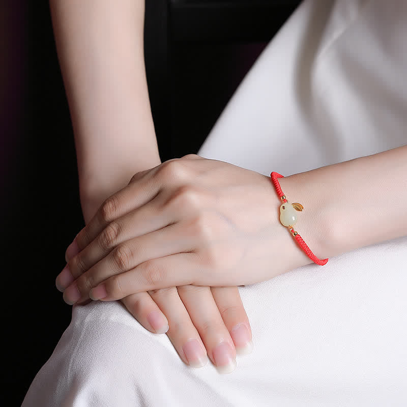 Buddha Stones 925 Sterling Silver Year of the Rabbit Hetian White Jade Luck Red String Protection Bracelet - image 1