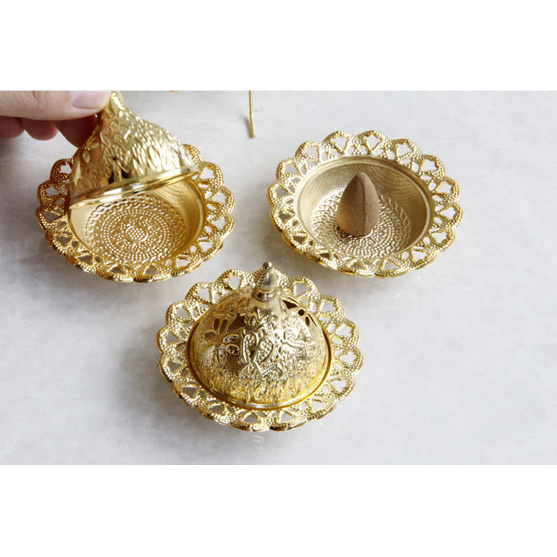 Tibetan Gold Mini Meditation Incense Burner - image 6