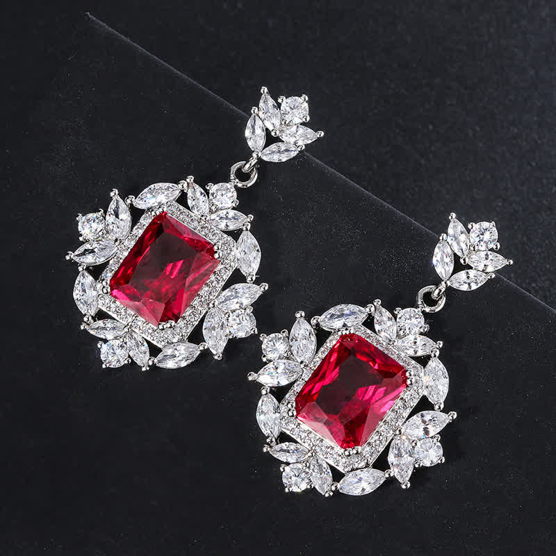 Buddha Stones Emerald Crystal Red Corundum Confidence Courage Ring Earrings Necklace Pendant - Red - Earrings - image 10