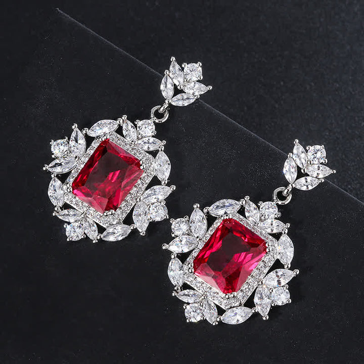 Buddha Stones Emerald Crystal Red Corundum Confidence Courage Ring Earrings Necklace Pendant - Red - Earrings - image 10