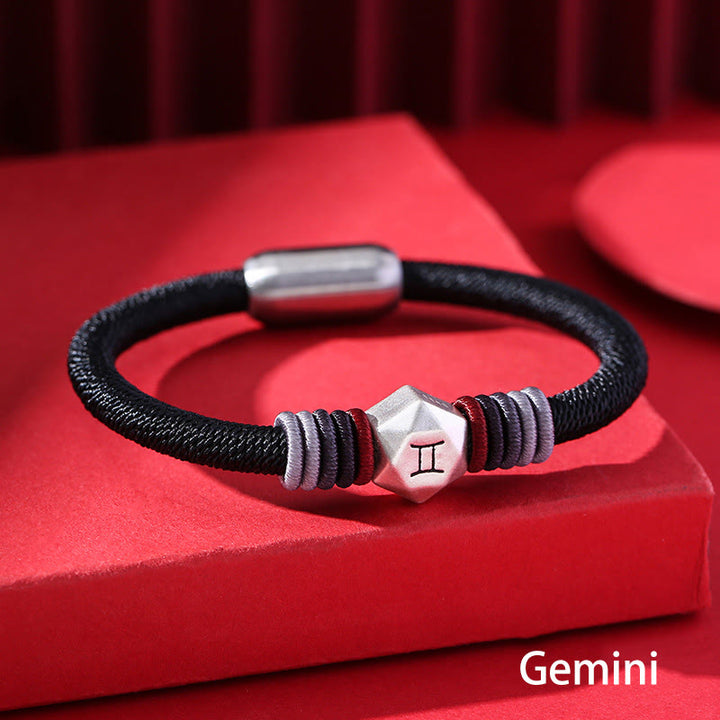 Buddha Stones 999 Sterling Silver 12 Constellations of the Zodiac Blessing Handmade String Bracelet - Gemini - image 5