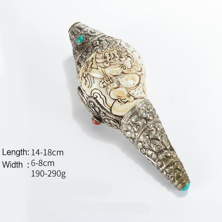 Tibetan Handmade Engraved Shankha Buddha Conch Shell Wealth Positive Decoration - Vajrapani - image 12