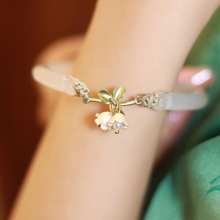 Buddha Stones Lily of the Valley Flower Happiness Strength Bracelet Bangle - image 4