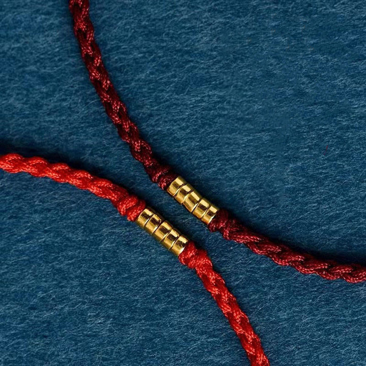 Buddha Stones 925 Sterling Silver Lucky Golden Bead Braided String Bracelet Anklet - image 7
